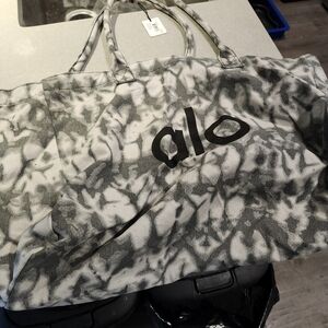 Brand New W/O Tag ALO Yoga Women Tote Bag LARGE Gray Tie Dye Canvas Cotton